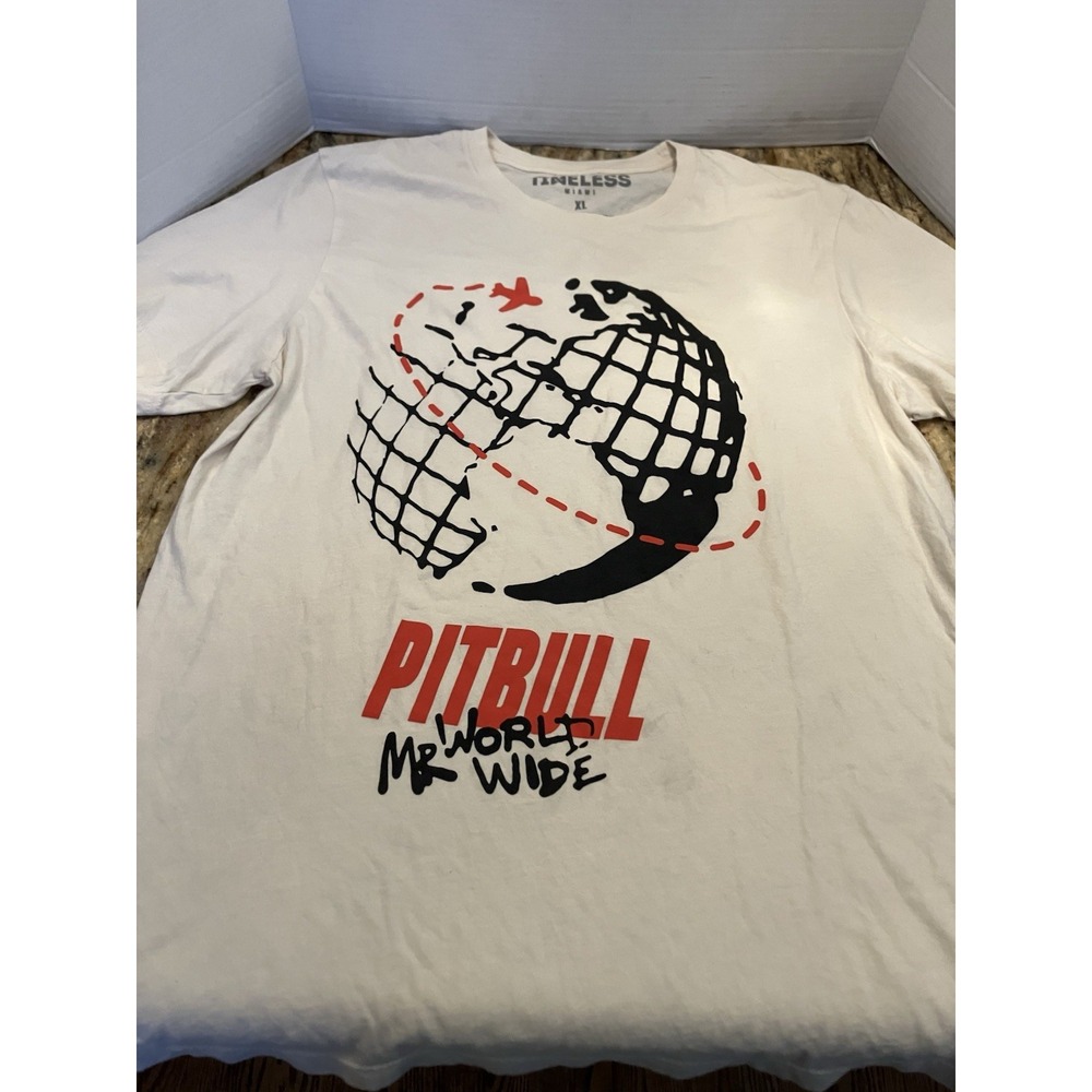 Pitbull Mr Worldwide Shirt Unisex Beige Graphic Concert Tour Music Tee Miami XL